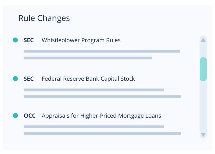 screenshot of Ascent's Regulatory Change Feed